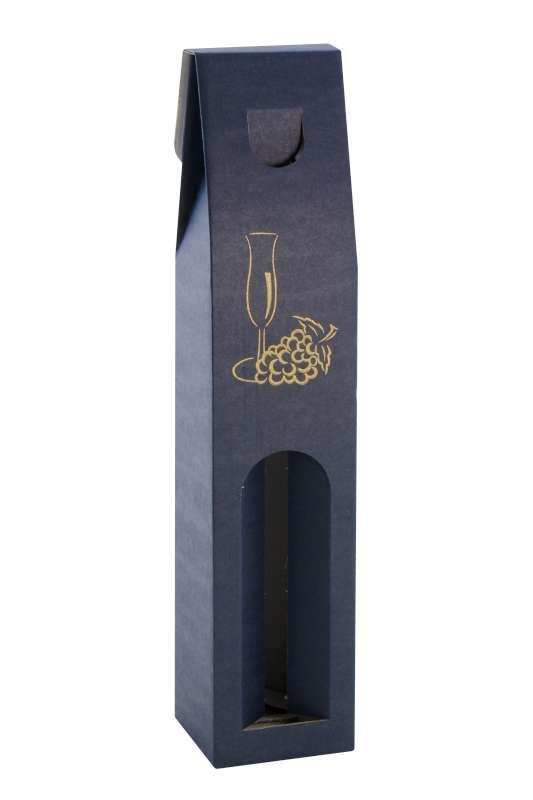 Karton na 2 butelki niebieskie z nadrukiem winogron